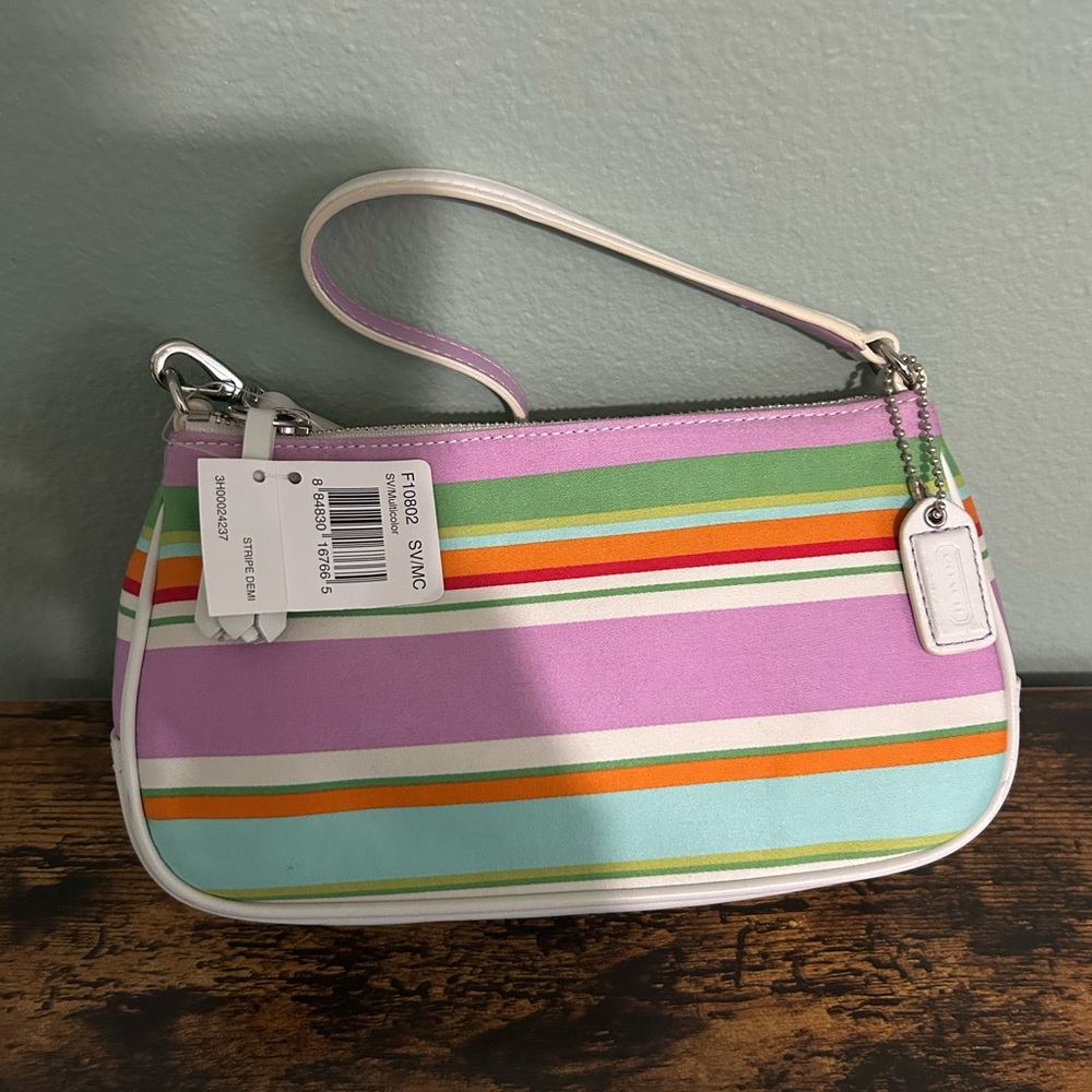 Coach Purple and Green Clutch with Elegant Design - Picture 3 of 4